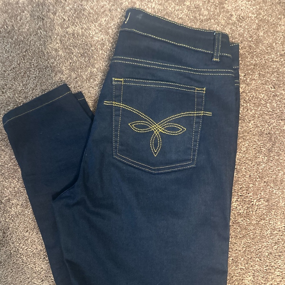 Ted Baker Dark Blue Skinny Jeans with Yellow Stitching
